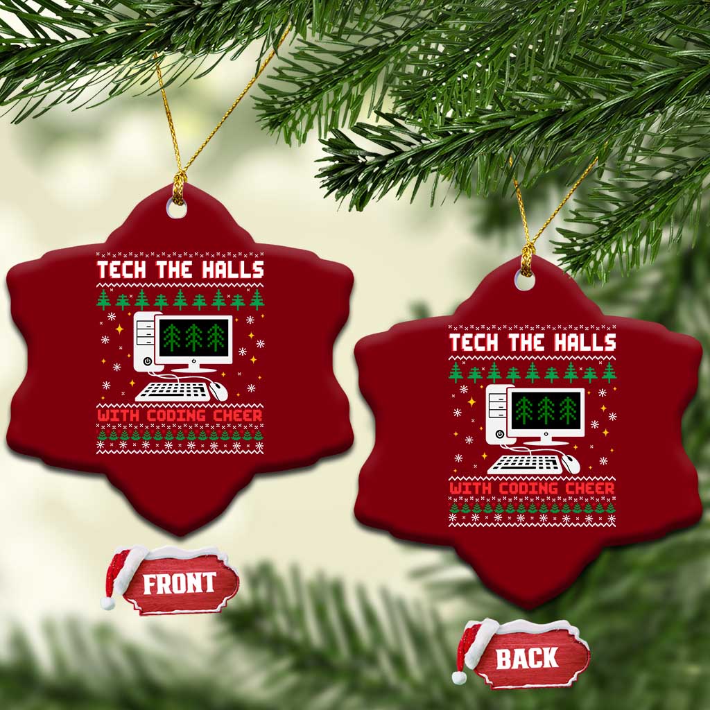Tech Support Christmas Ceramic Ornament Tech The Halls With Cooking Cheer TS14 Print Your Wear
