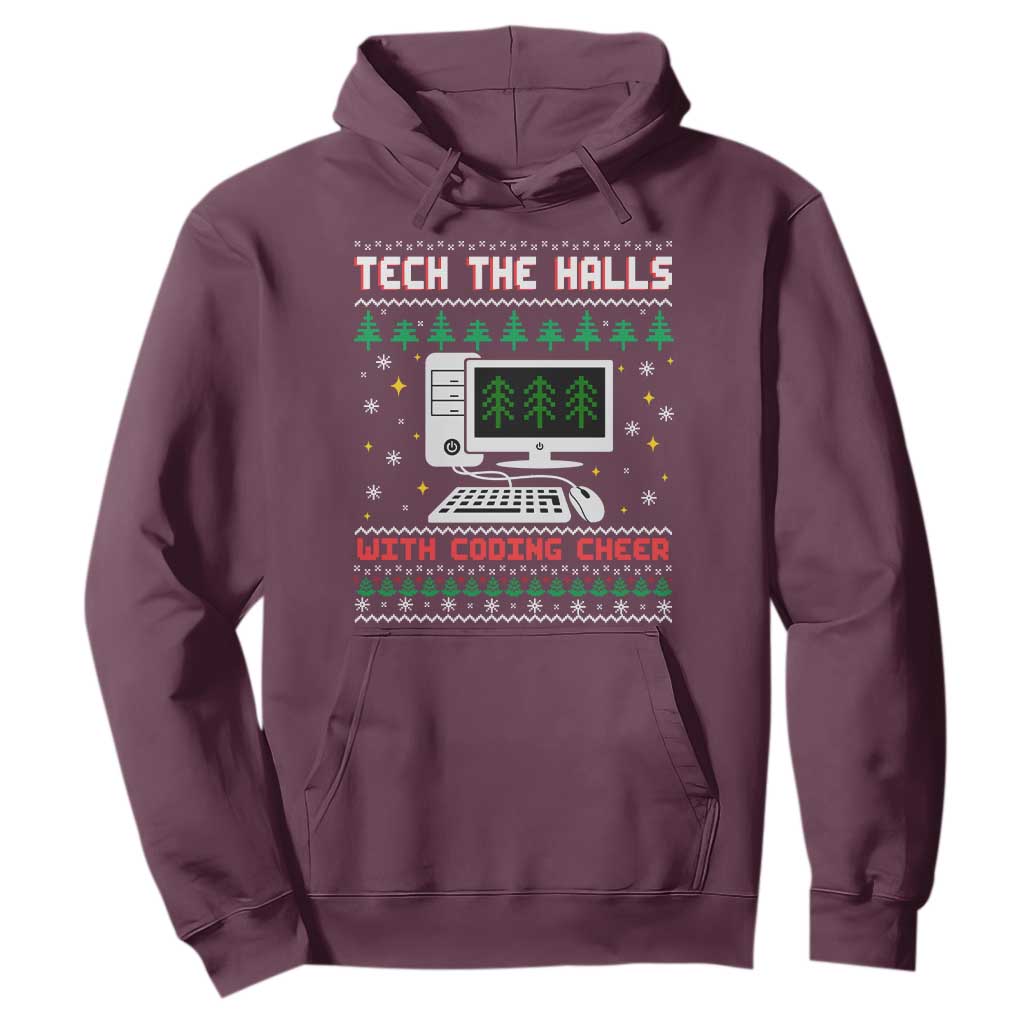 Tech Support Christmas Hoodie Tech The Halls With Cooking Cheer TS14 Maroon Print Your Wear