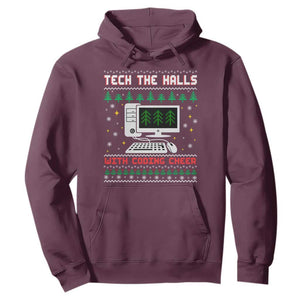 Tech Support Christmas Hoodie Tech The Halls With Cooking Cheer TS14 Maroon Print Your Wear