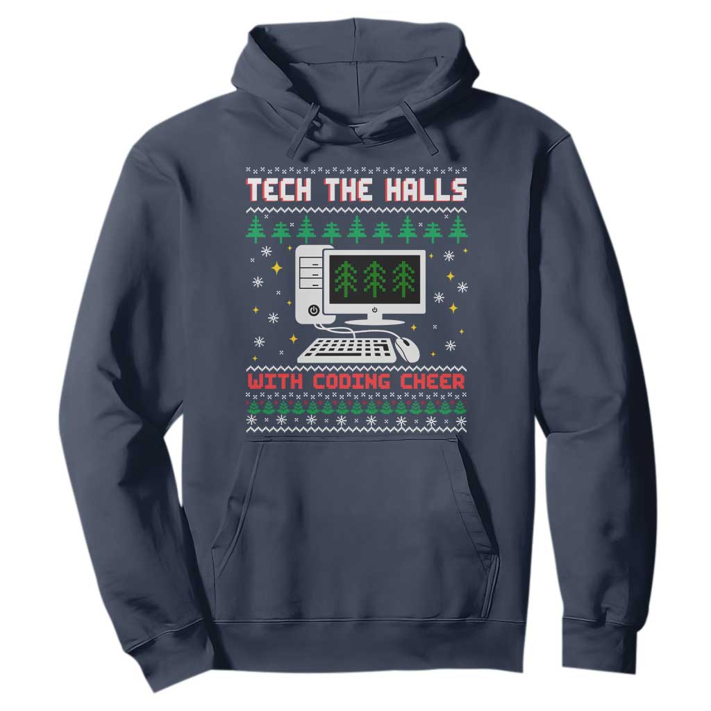 Tech Support Christmas Hoodie Tech The Halls With Cooking Cheer TS14 Navy Print Your Wear