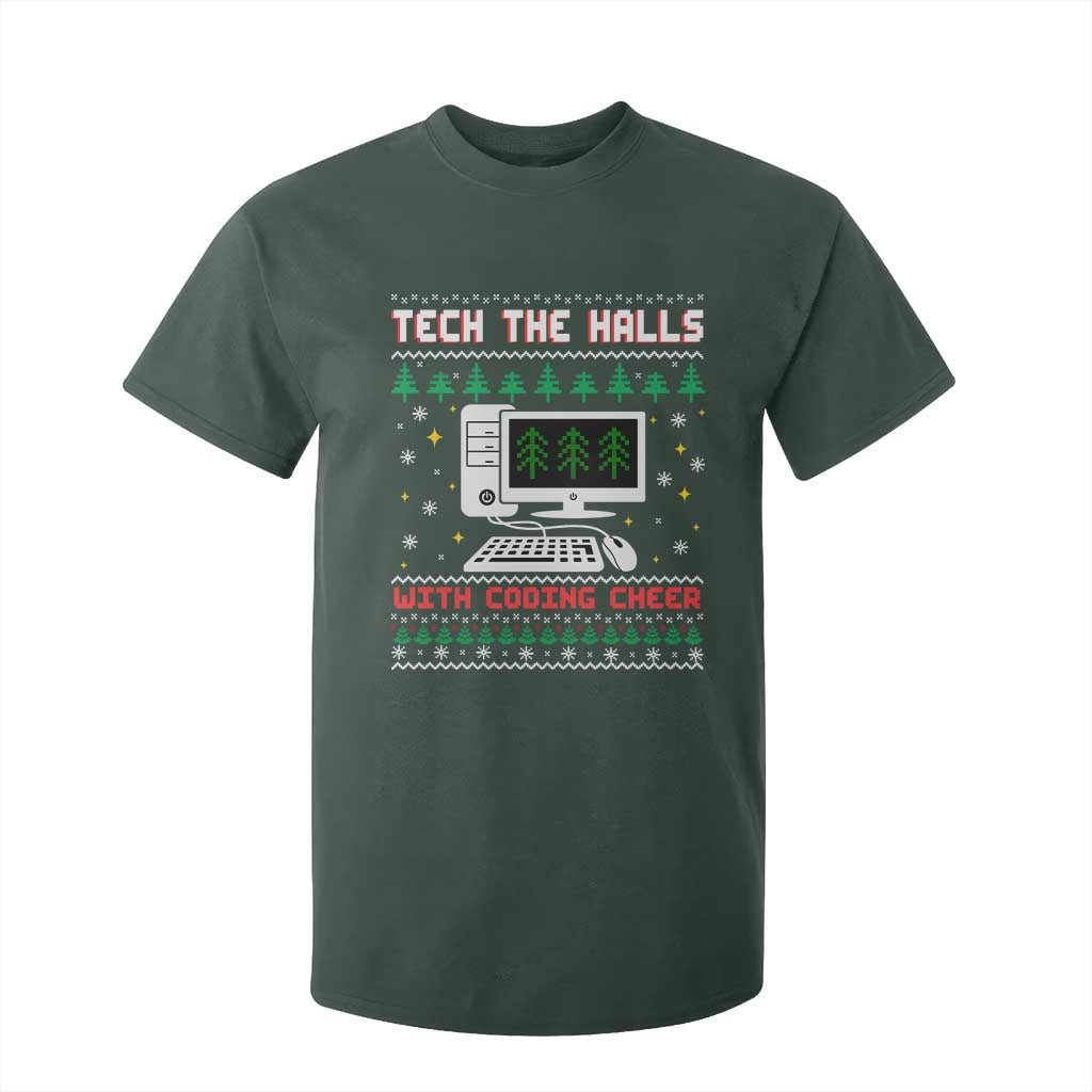 Tech Support Christmas T Shirt For Kid Tech The Halls With Cooking Cheer TS14 Dark Forest Green Print Your Wear