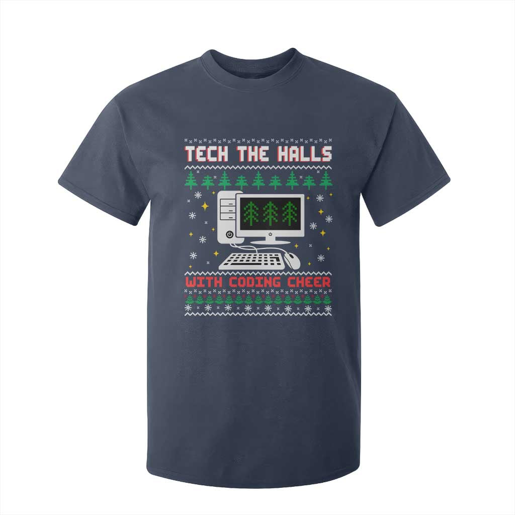 Tech Support Christmas T Shirt For Kid Tech The Halls With Cooking Cheer TS14 Navy Print Your Wear