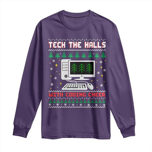 Tech Support Christmas Long Sleeve Shirt Tech The Halls With Cooking Cheer TS14 Purple Print Your Wear