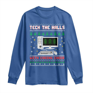 Tech Support Christmas Long Sleeve Shirt Tech The Halls With Cooking Cheer TS14 Royal Blue Print Your Wear