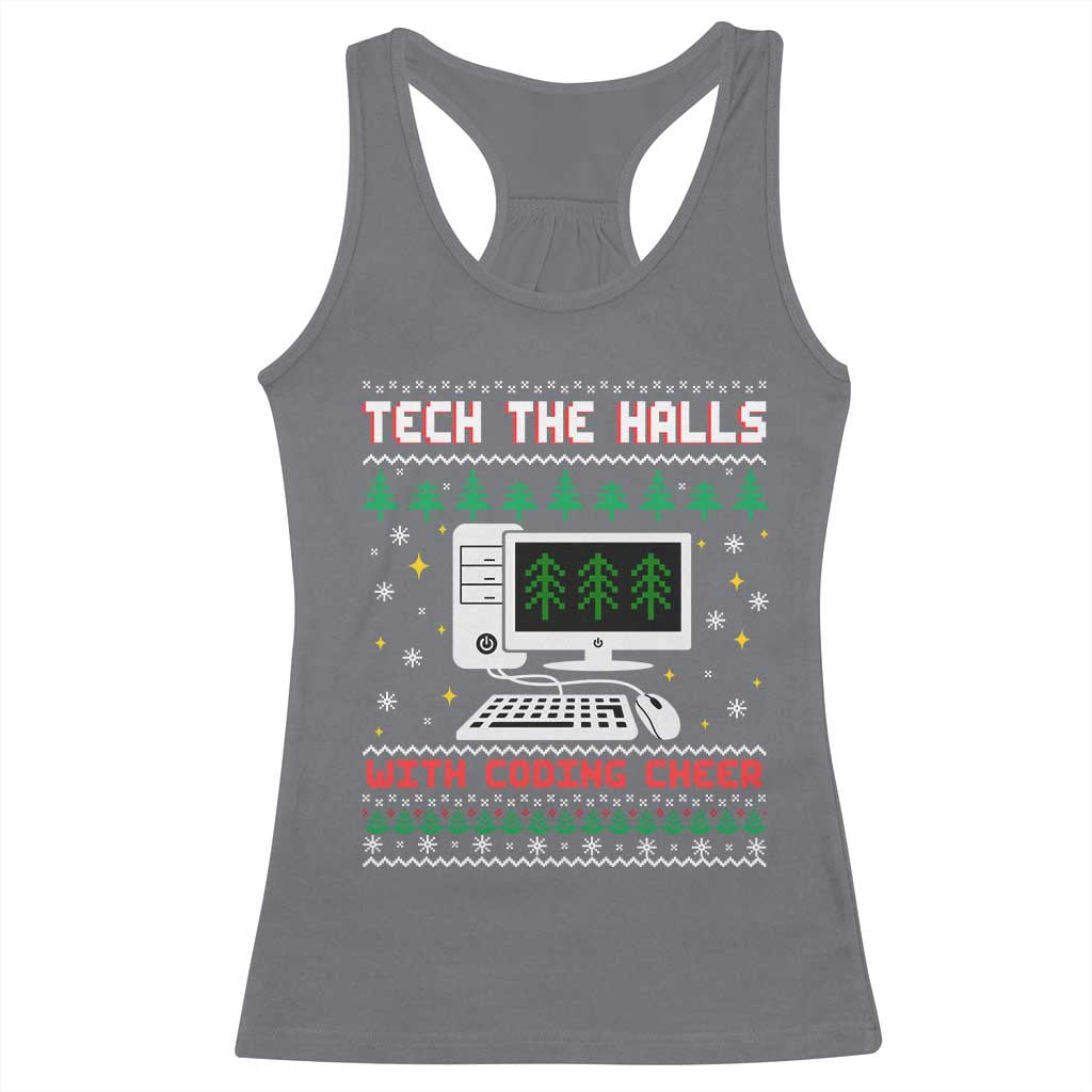 Tech Support Christmas Racerback Tank Top Tech The Halls With Cooking Cheer TS14 Charcoal Print Your Wear