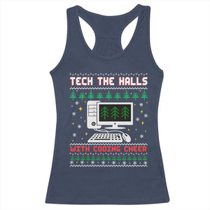 Tech Support Christmas Racerback Tank Top Tech The Halls With Cooking Cheer TS14 Navy Print Your Wear