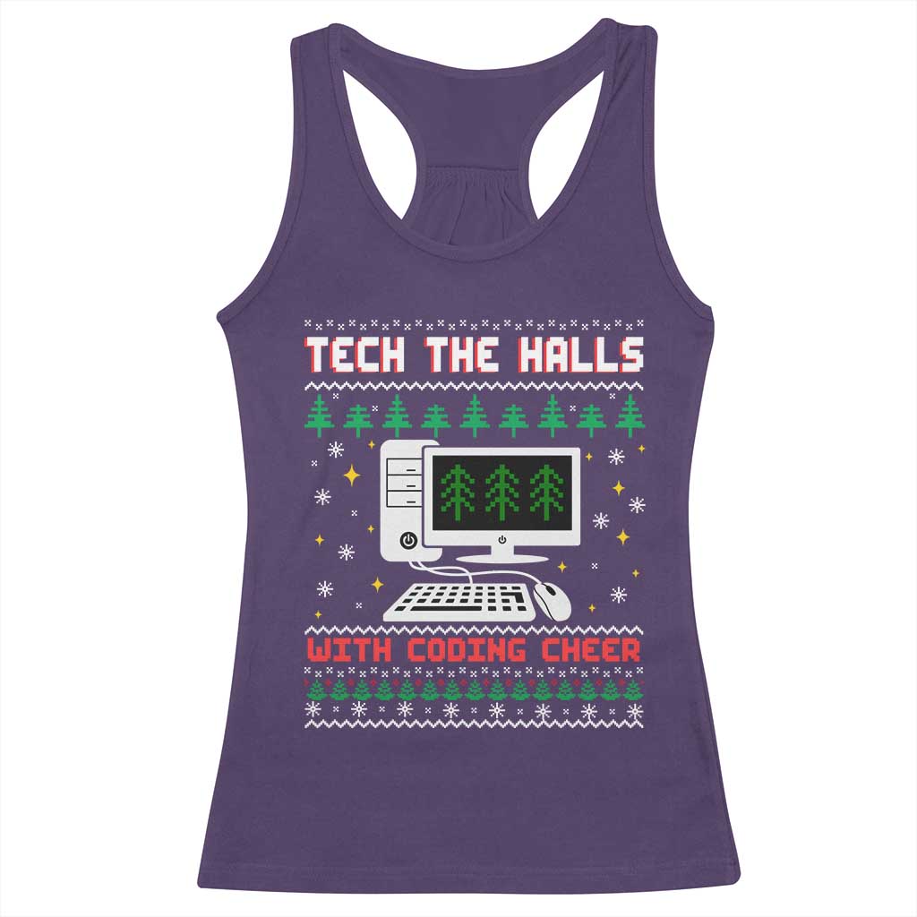 Tech Support Christmas Racerback Tank Top Tech The Halls With Cooking Cheer TS14 Purple Print Your Wear