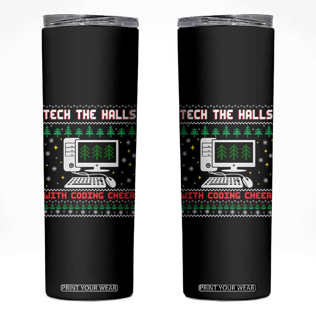 Tech Support Christmas Skinny Tumbler Tech The Halls With Cooking Cheer TS14 Black Print Your Wear