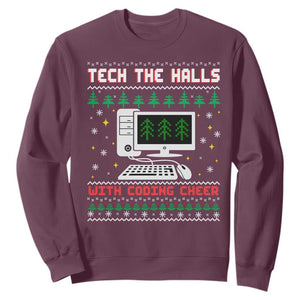 Tech Support Christmas Sweatshirt Tech The Halls With Cooking Cheer TS14 Maroon Print Your Wear