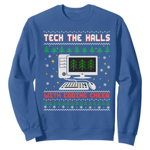Tech Support Christmas Sweatshirt Tech The Halls With Cooking Cheer TS14 Royal Blue Print Your Wear