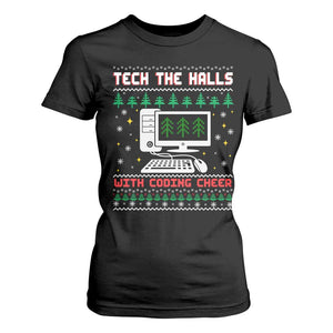 Tech Support Christmas T Shirt For Women Tech The Halls With Cooking Cheer TS14 Black Print Your Wear