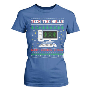 Tech Support Christmas T Shirt For Women Tech The Halls With Cooking Cheer TS14 Royal Blue Print Your Wear
