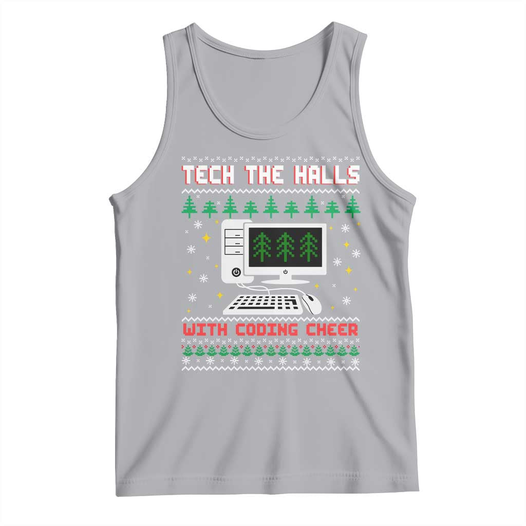 Tech Support Christmas Tank Top Tech The Halls With Cooking Cheer TS14 Athletic Heather Print Your Wear