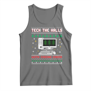 Tech Support Christmas Tank Top Tech The Halls With Cooking Cheer TS14 Black Heather Print Your Wear