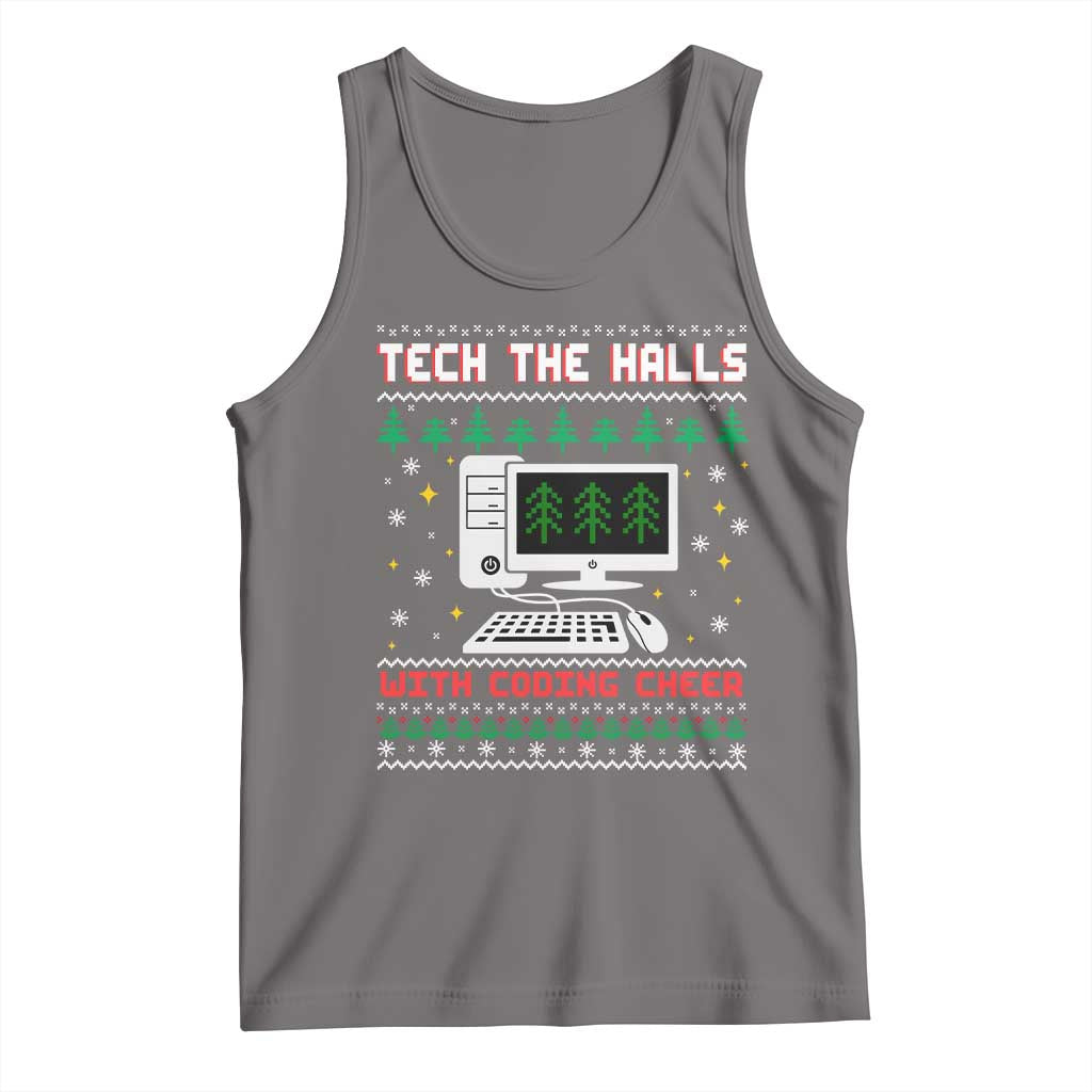 Tech Support Christmas Tank Top Tech The Halls With Cooking Cheer TS14 Deep Heather Print Your Wear