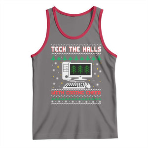 Tech Support Christmas Tank Top Tech The Halls With Cooking Cheer TS14 Deep Heather Red Print Your Wear
