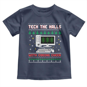 Tech Support Christmas Toddler T Shirt Tech The Halls With Cooking Cheer TS14 Navy Print Your Wear