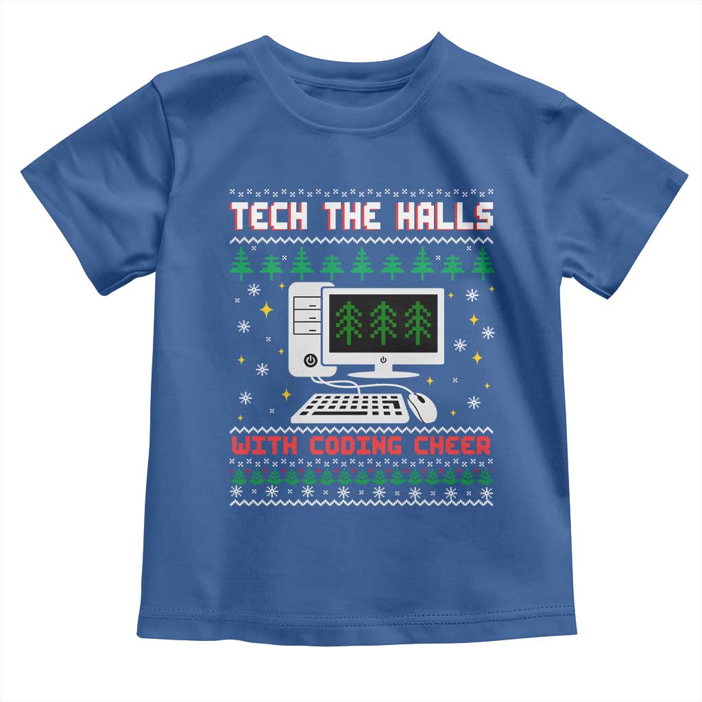 Tech Support Christmas Toddler T Shirt Tech The Halls With Cooking Cheer TS14 Royal Blue Print Your Wear