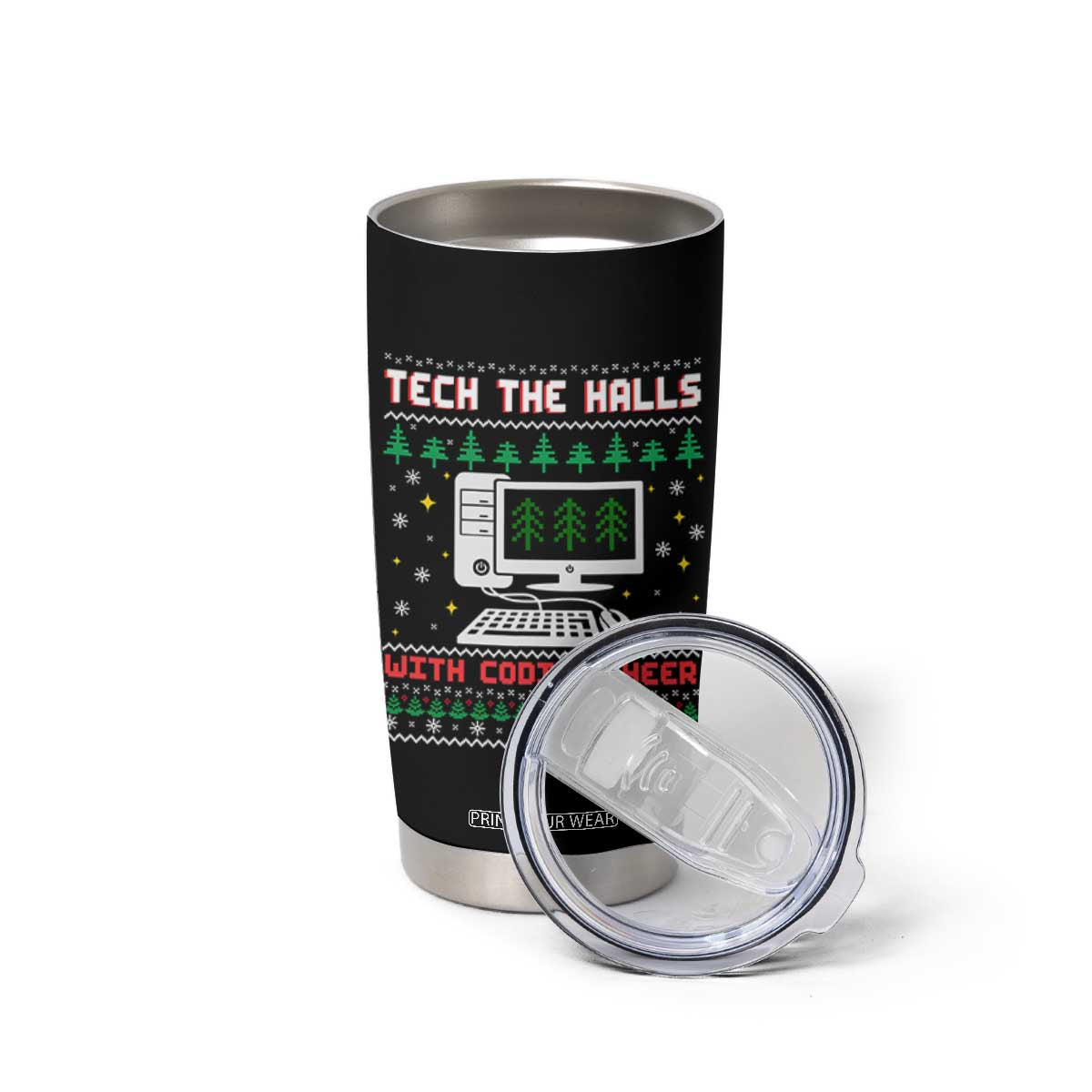 Tech Support Christmas Tumbler Cup Tech The Halls With Cooking Cheer TS14 Print Your Wear