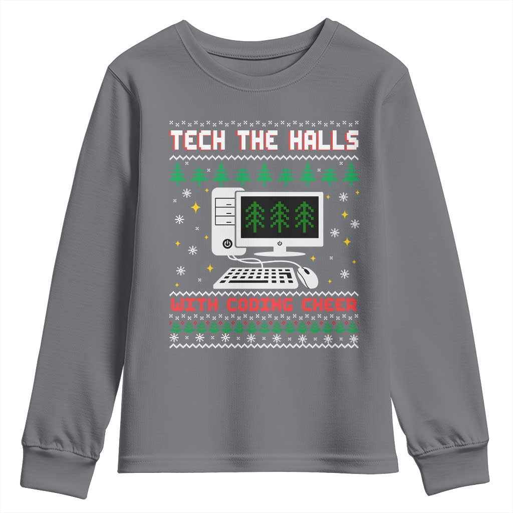 Tech Support Christmas Youth Sweatshirt Tech The Halls With Cooking Cheer TS14 Charcoal Print Your Wear