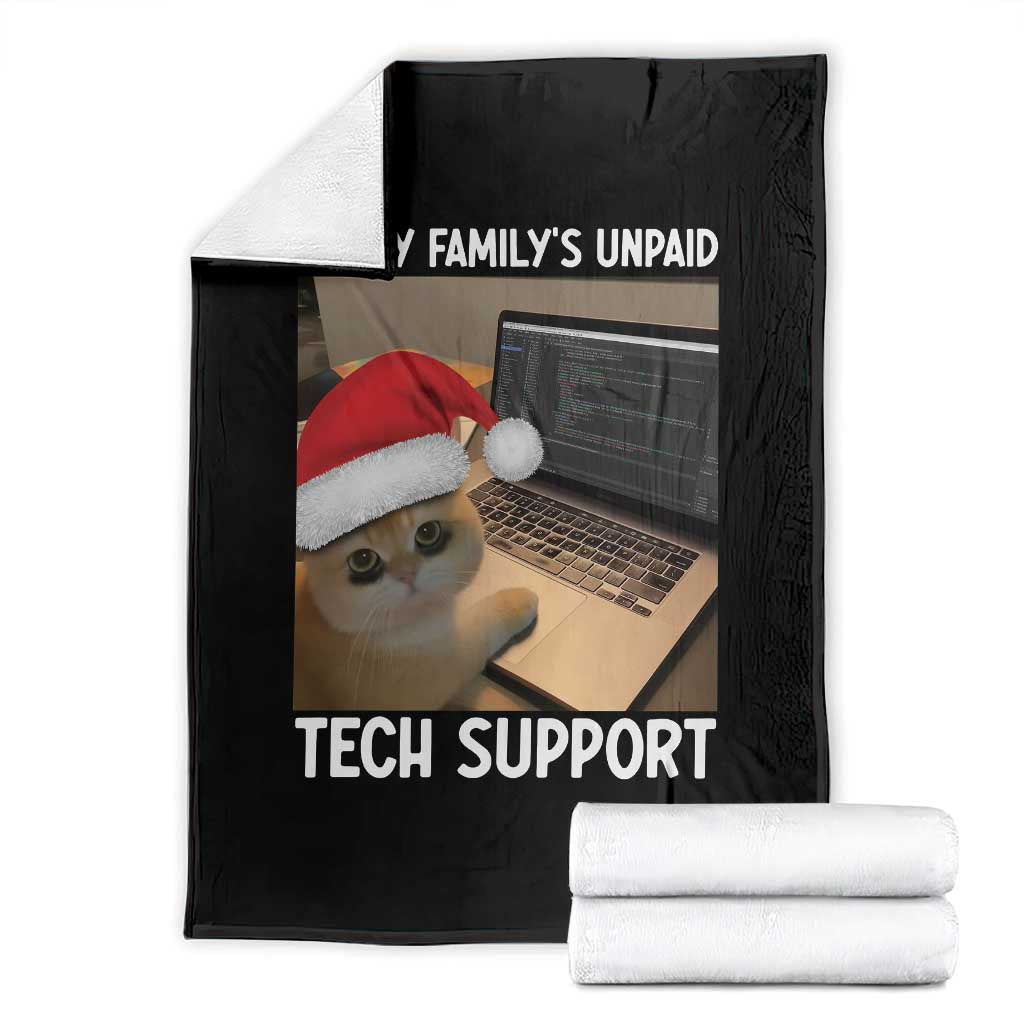 Funny Tech Support Cat Christmas Throw Blanket TS14 Black Print Your Wear
