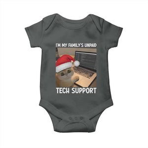 Funny Tech Support Cat Christmas Baby Onesie TS14 Dark Heather Print Your Wear