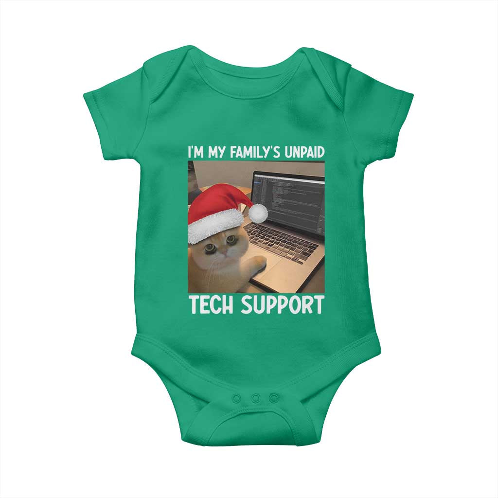 Funny Tech Support Cat Christmas Baby Onesie TS14 Irish Green Print Your Wear