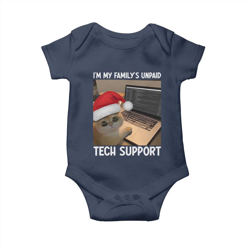 Funny Tech Support Cat Christmas Baby Onesie TS14 Navy Print Your Wear