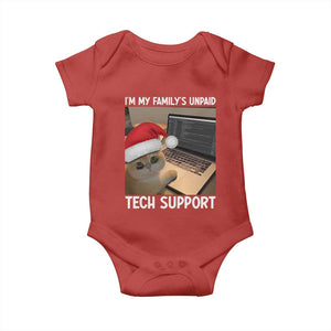 Funny Tech Support Cat Christmas Baby Onesie TS14 Red Print Your Wear