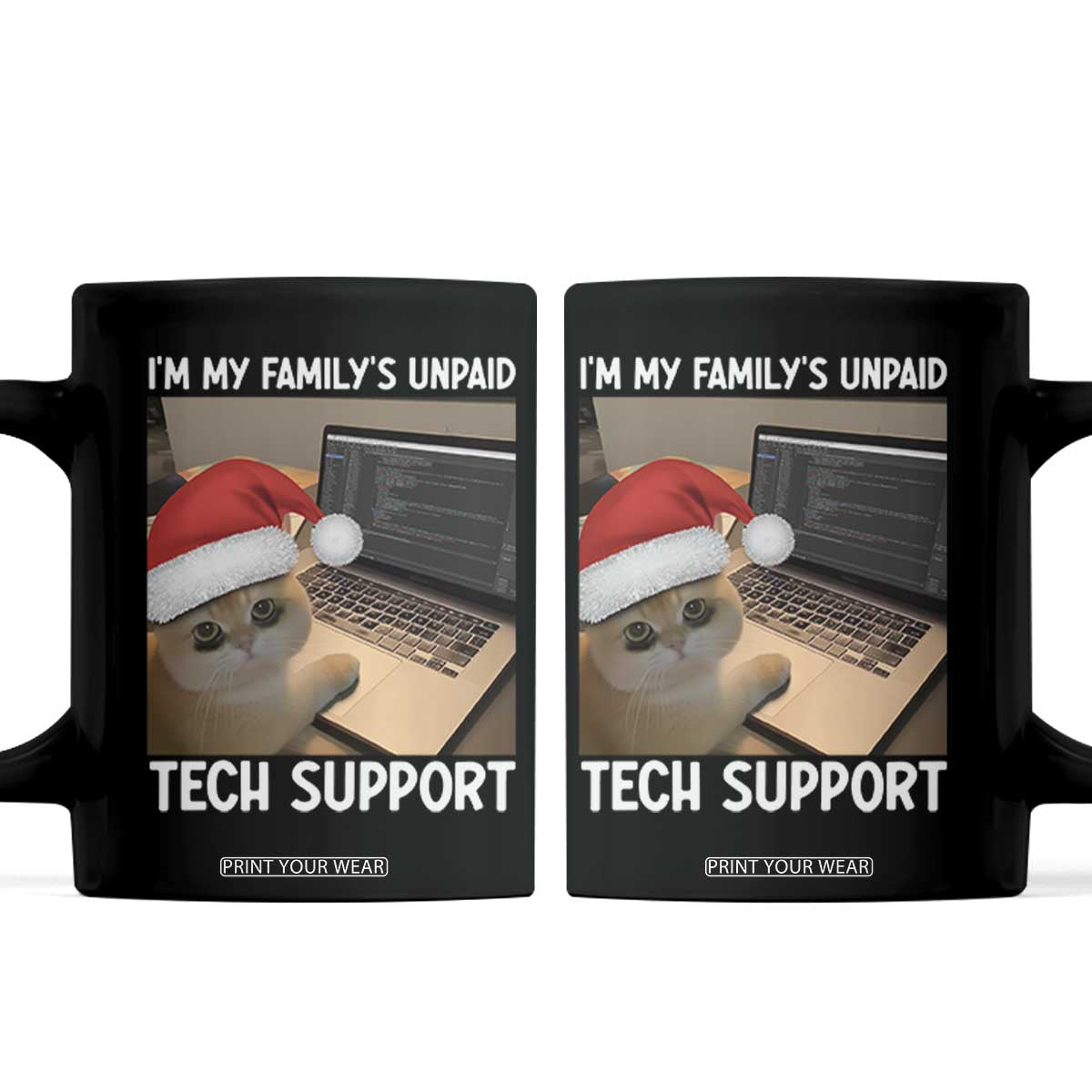 Funny Tech Support Cat Christmas Coffee Mug TS14 Black Print Your Wear