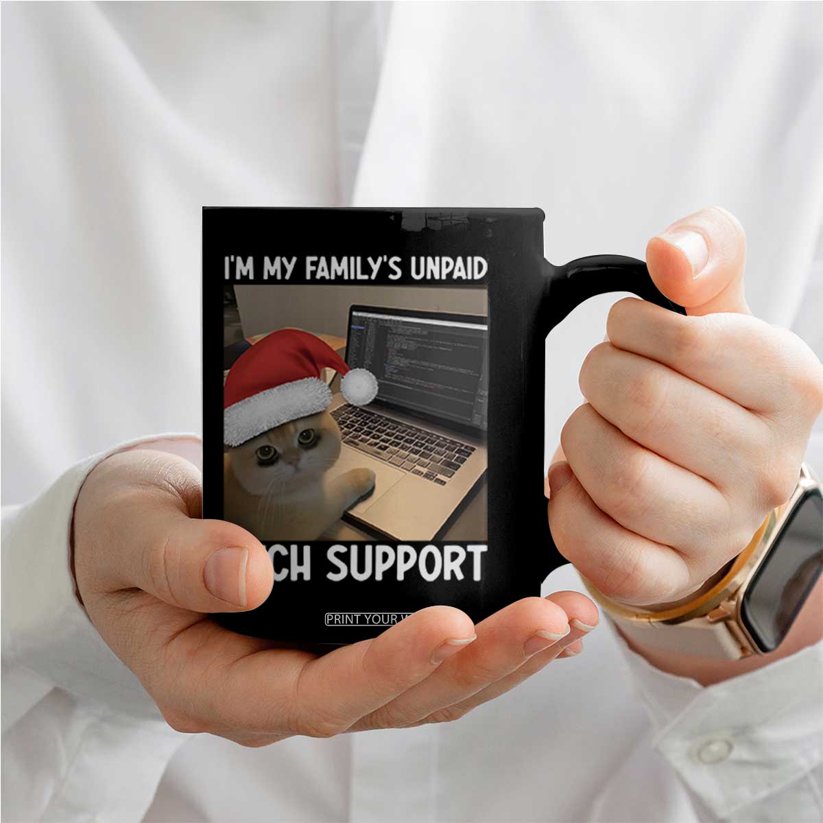Funny Tech Support Cat Christmas Coffee Mug TS14 Print Your Wear