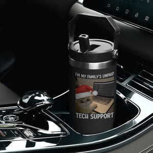 Funny Tech Support Cat Christmas Flip Straw Tumbler TS14 Print Your Wear