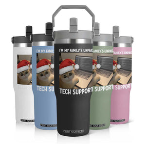 Funny Tech Support Cat Christmas Flip Straw Tumbler TS14 Print Your Wear
