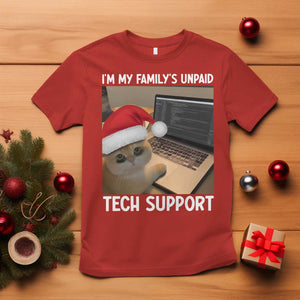 Funny Tech Support Cat Christmas T Shirt TS14 Red Print Your Wear