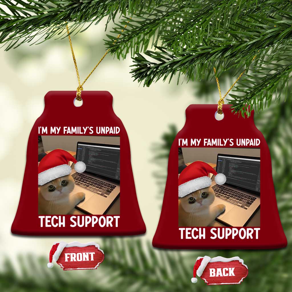 Funny Tech Support Cat Christmas Ceramic Ornament TS14 Print Your Wear