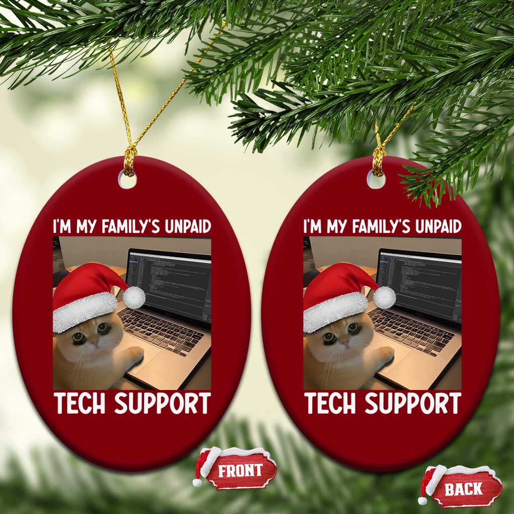 Funny Tech Support Cat Christmas Ceramic Ornament TS14 Print Your Wear