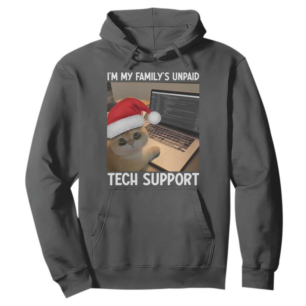 Funny Tech Support Cat Christmas Hoodie TS14 Dark Heather Print Your Wear