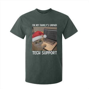 Funny Tech Support Cat Christmas T Shirt For Kid TS14 Dark Forest Green Print Your Wear