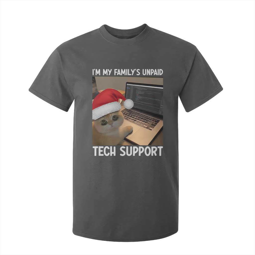 Funny Tech Support Cat Christmas T Shirt For Kid TS14 Dark Heather Print Your Wear