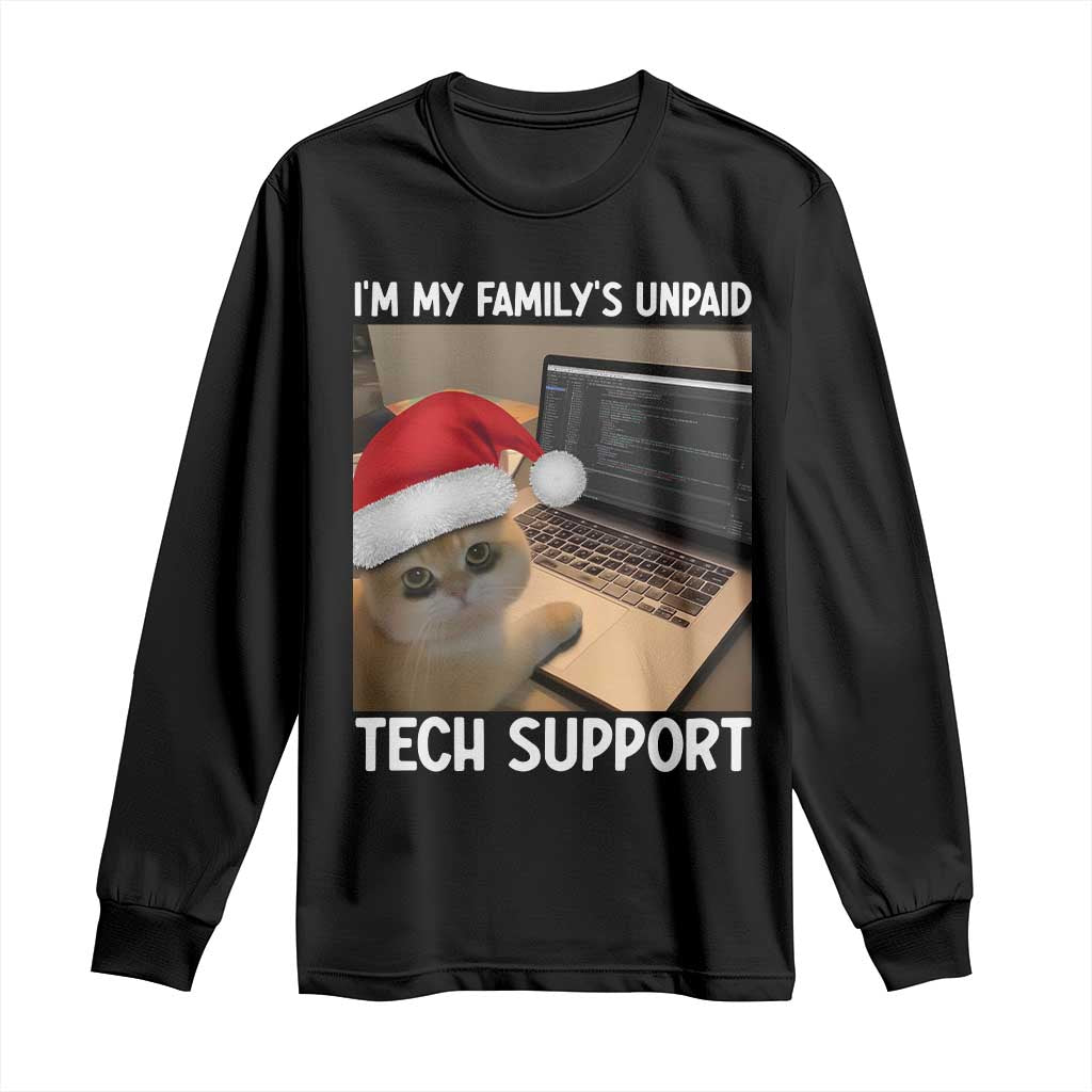 Funny Tech Support Cat Christmas Long Sleeve Shirt TS14 Black Print Your Wear