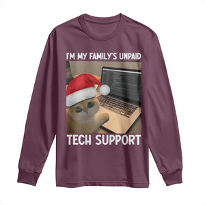 Funny Tech Support Cat Christmas Long Sleeve Shirt TS14 Maroon Print Your Wear