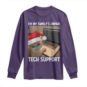 Funny Tech Support Cat Christmas Long Sleeve Shirt TS14 Purple Print Your Wear