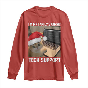 Funny Tech Support Cat Christmas Long Sleeve Shirt TS14 Red Print Your Wear