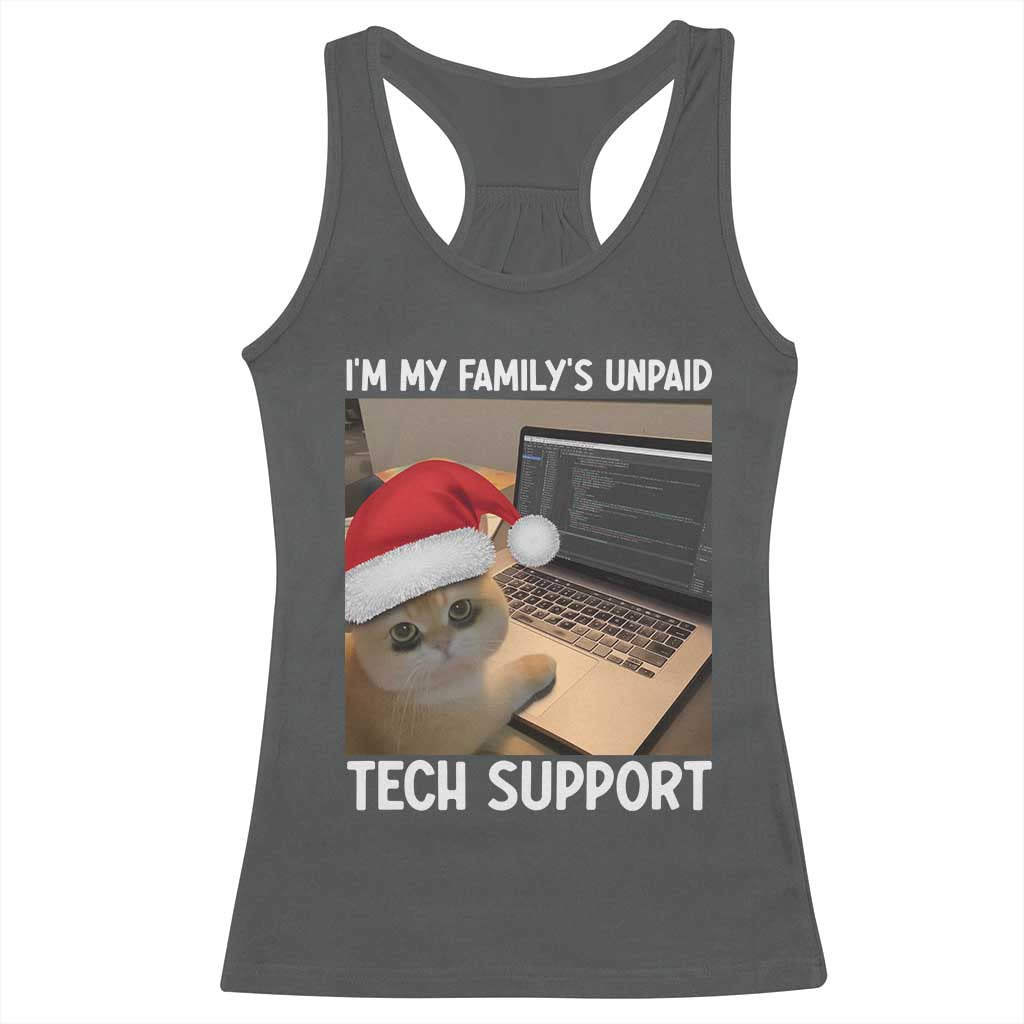 Funny Tech Support Cat Christmas Racerback Tank Top TS14 Dark Heather Print Your Wear
