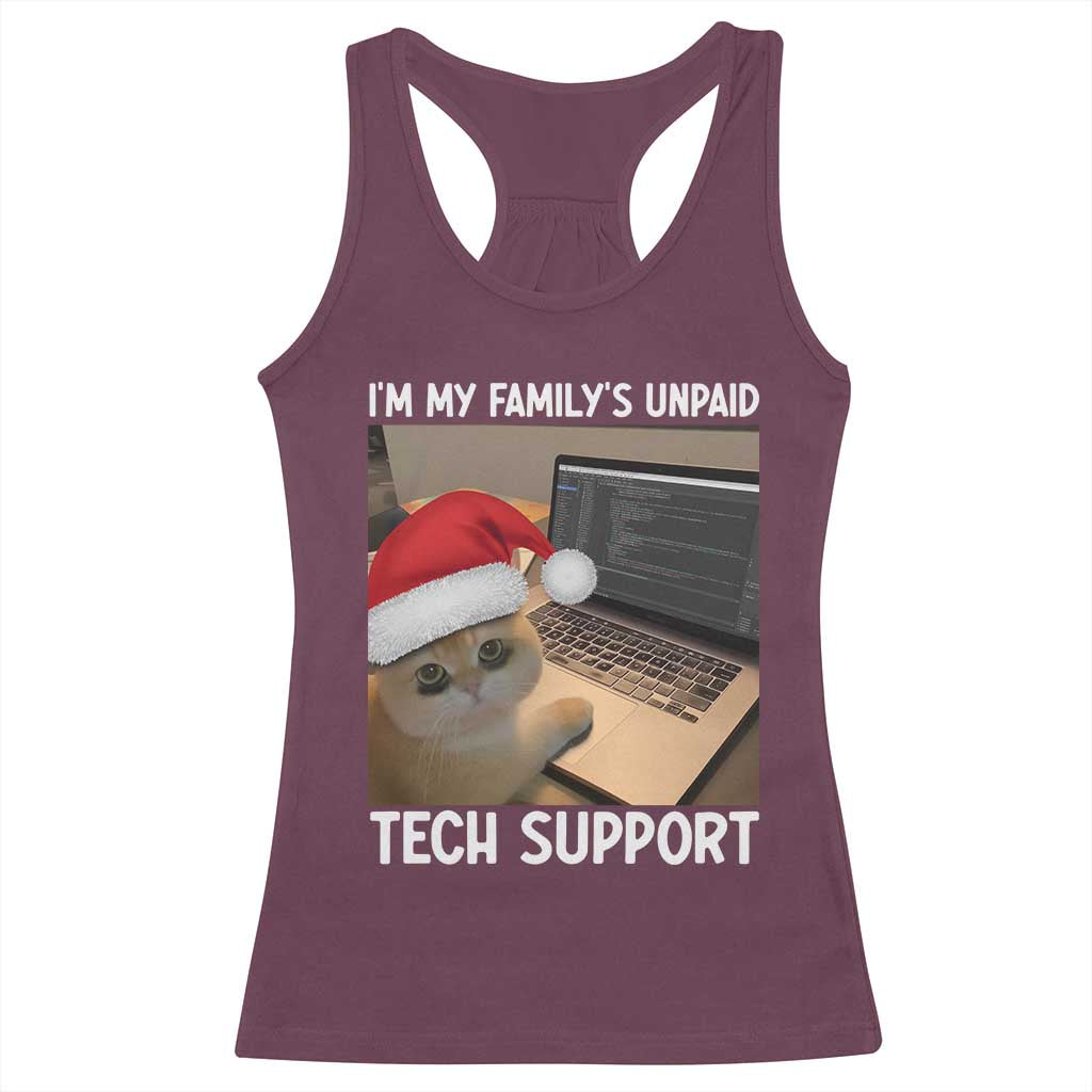Funny Tech Support Cat Christmas Racerback Tank Top TS14 Maroon Print Your Wear