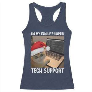 Funny Tech Support Cat Christmas Racerback Tank Top TS14 Navy Print Your Wear
