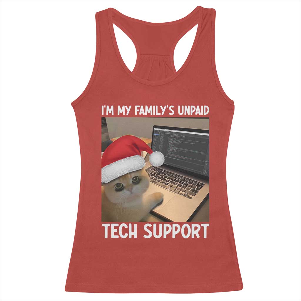 Funny Tech Support Cat Christmas Racerback Tank Top TS14 Red Print Your Wear