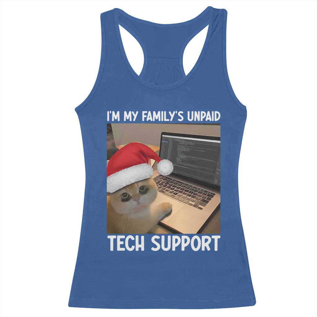 Funny Tech Support Cat Christmas Racerback Tank Top TS14 Royal Blue Print Your Wear