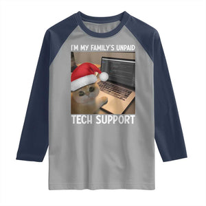 Funny Tech Support Cat Christmas Raglan Shirt TS14 Sport Gray Navy Print Your Wear