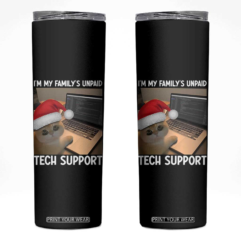 Funny Tech Support Cat Christmas Skinny Tumbler - Print Your Wear